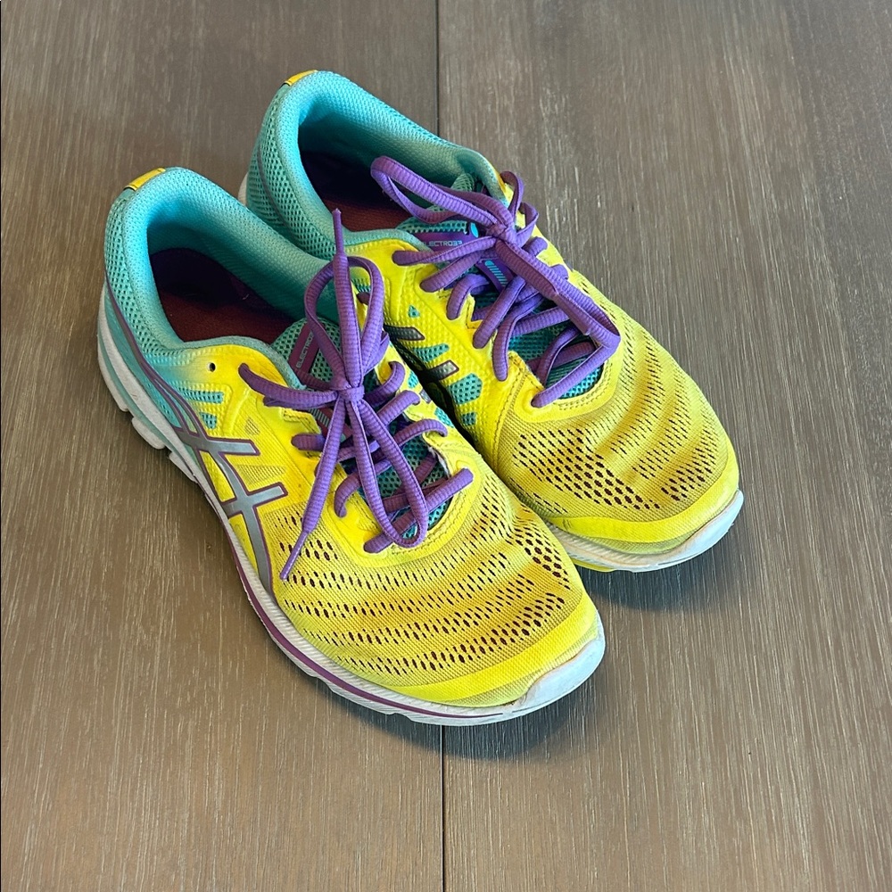 Asics Women's Yellow and Teal Athletic Shoes‎